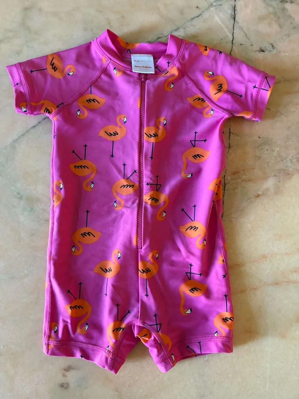Hanna Andersson Baby Girl Hot Pink Flamingo One-Piece Swimsuit